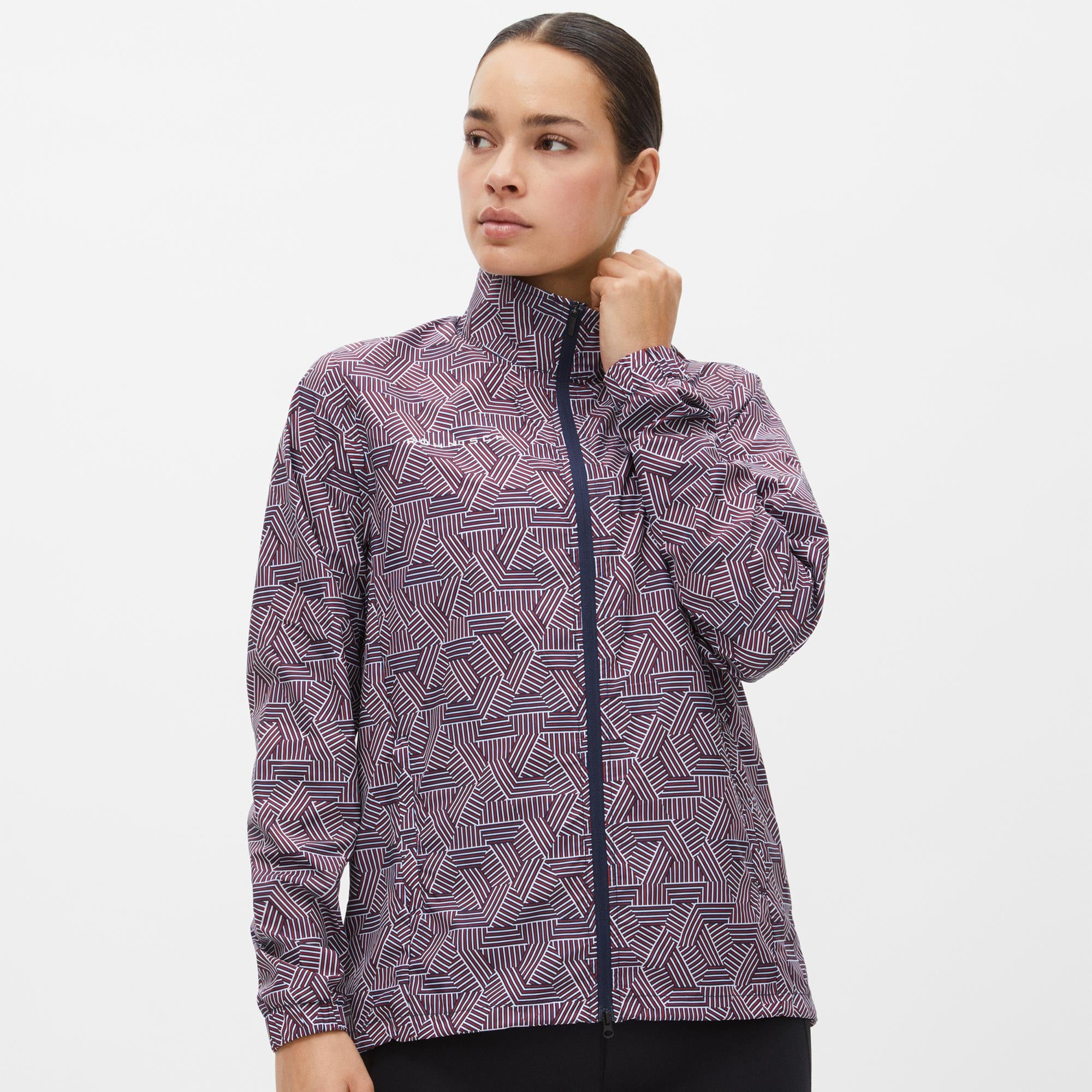 Rohnisch Ladies Packable Wind Golf Jacket Hexagon Red